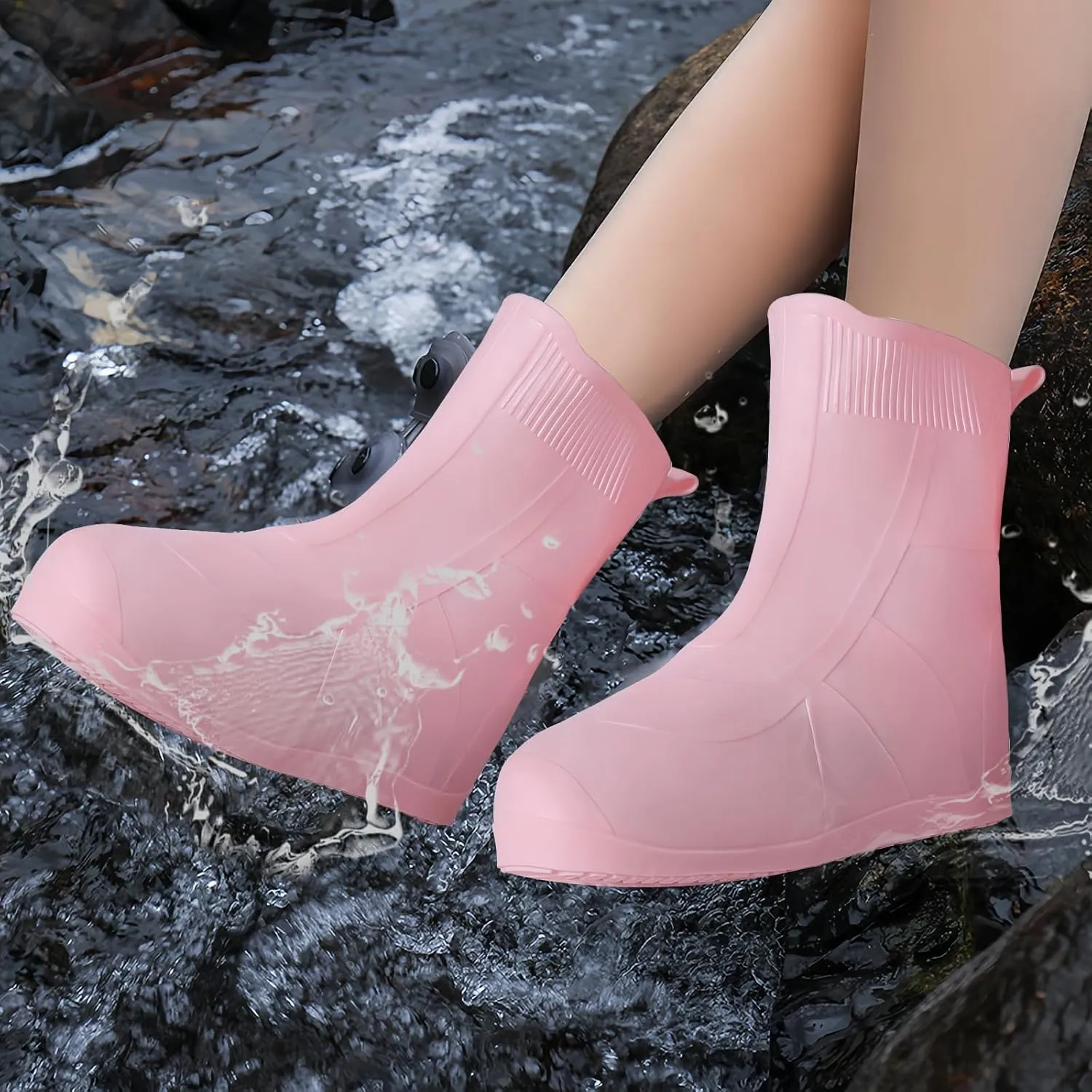 Kid Rain Silicone Shoe Covers, Anti-Slip Wear-Resistant and Portable Waterproof Shoe Covers, Kid Shoe Covers for Outdoor Home Travel Rain Boots