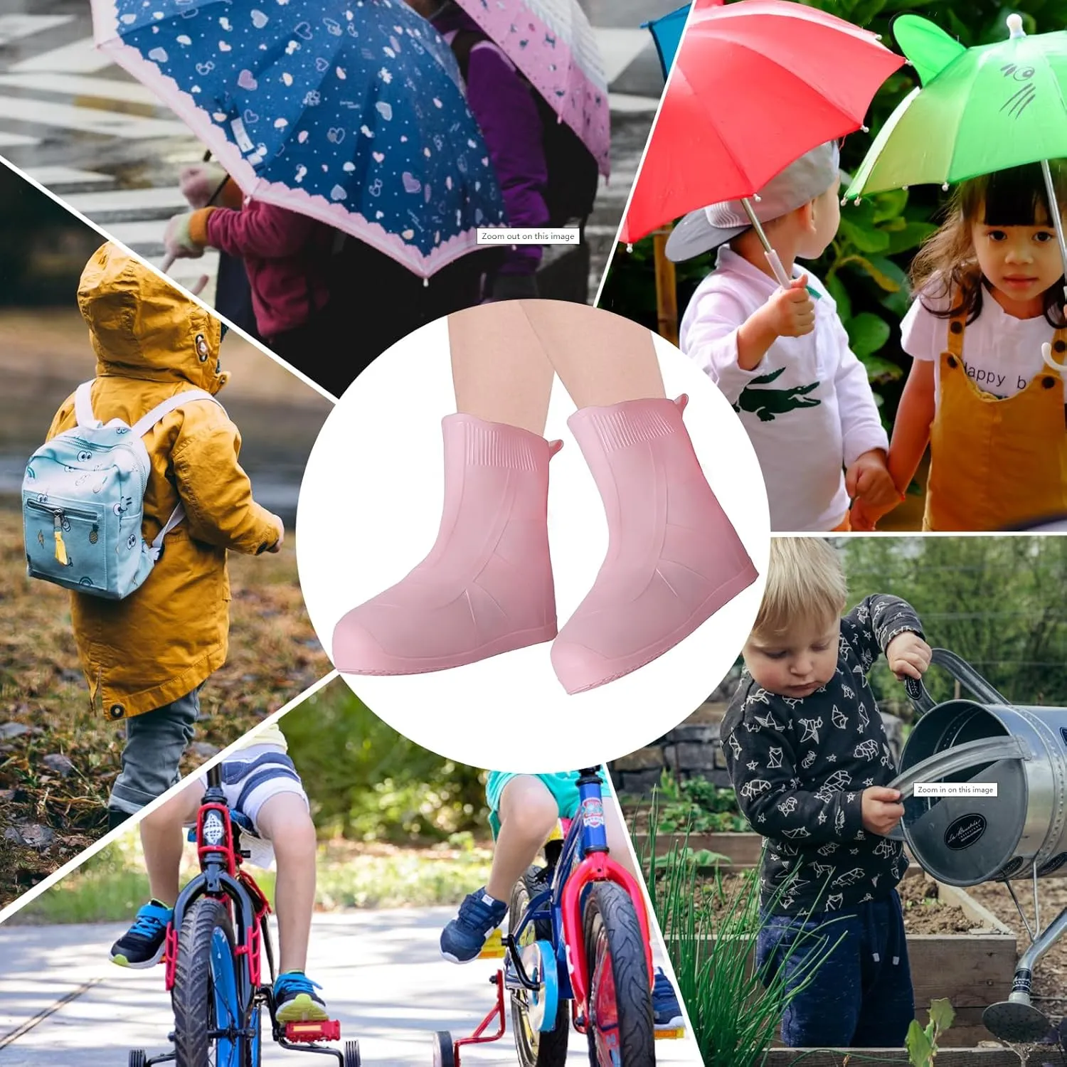 Kid Rain Silicone Shoe Covers, Anti-Slip Wear-Resistant and Portable Waterproof Shoe Covers, Kid Shoe Covers for Outdoor Home Travel Rain Boots