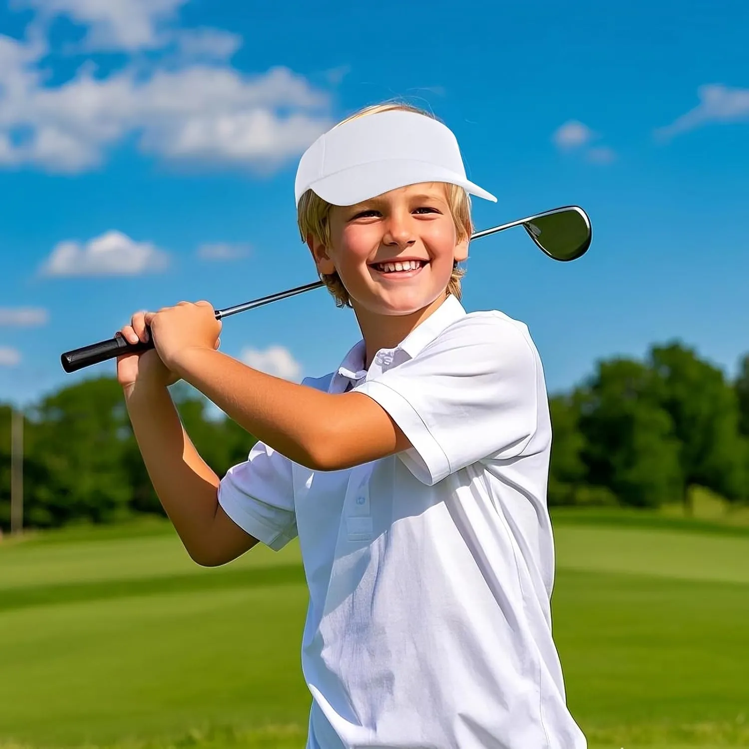 Kids Girls Boys Visor Sports Athletic Sun Visor Hats Adjustable Cotton Tennis Golf Visor Hat Beach Hat Baseball Cap