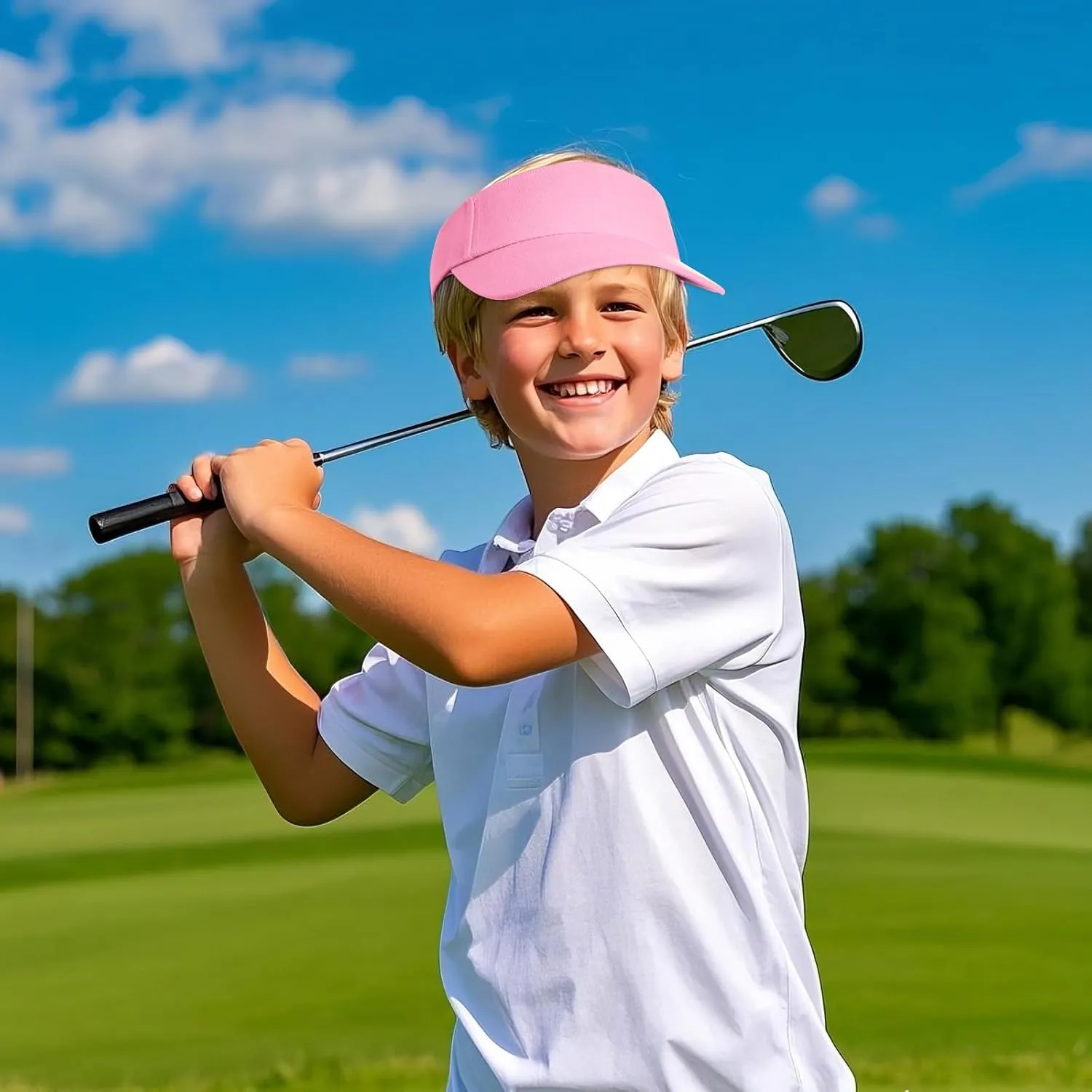 Kids Girls Boys Visor Sports Athletic Sun Visor Hats Adjustable Cotton Tennis Golf Visor Hat Beach Hat Baseball Cap