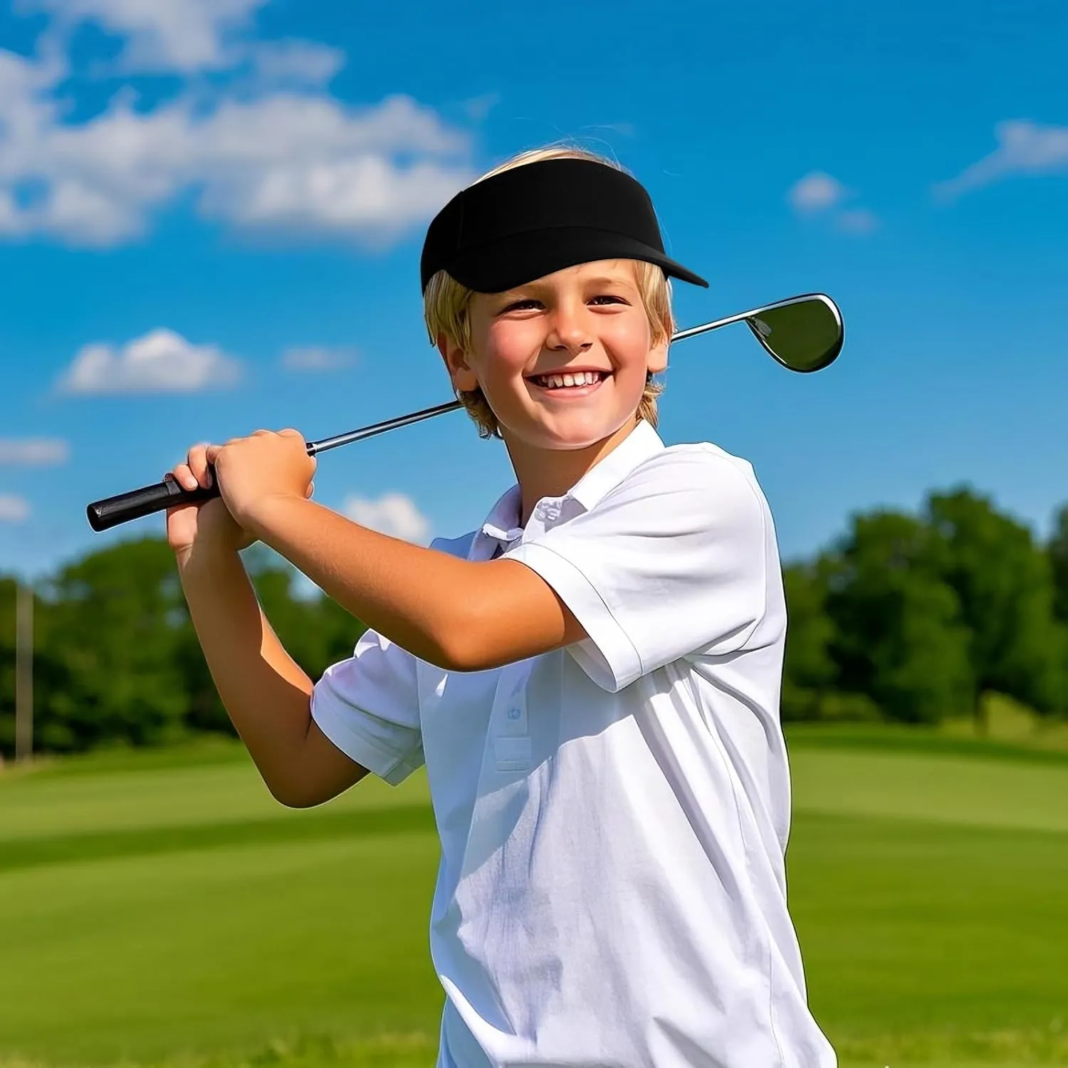 Kids Girls Boys Visor Sports Athletic Sun Visor Hats Adjustable Cotton Tennis Golf Visor Hat Beach Hat Baseball Cap