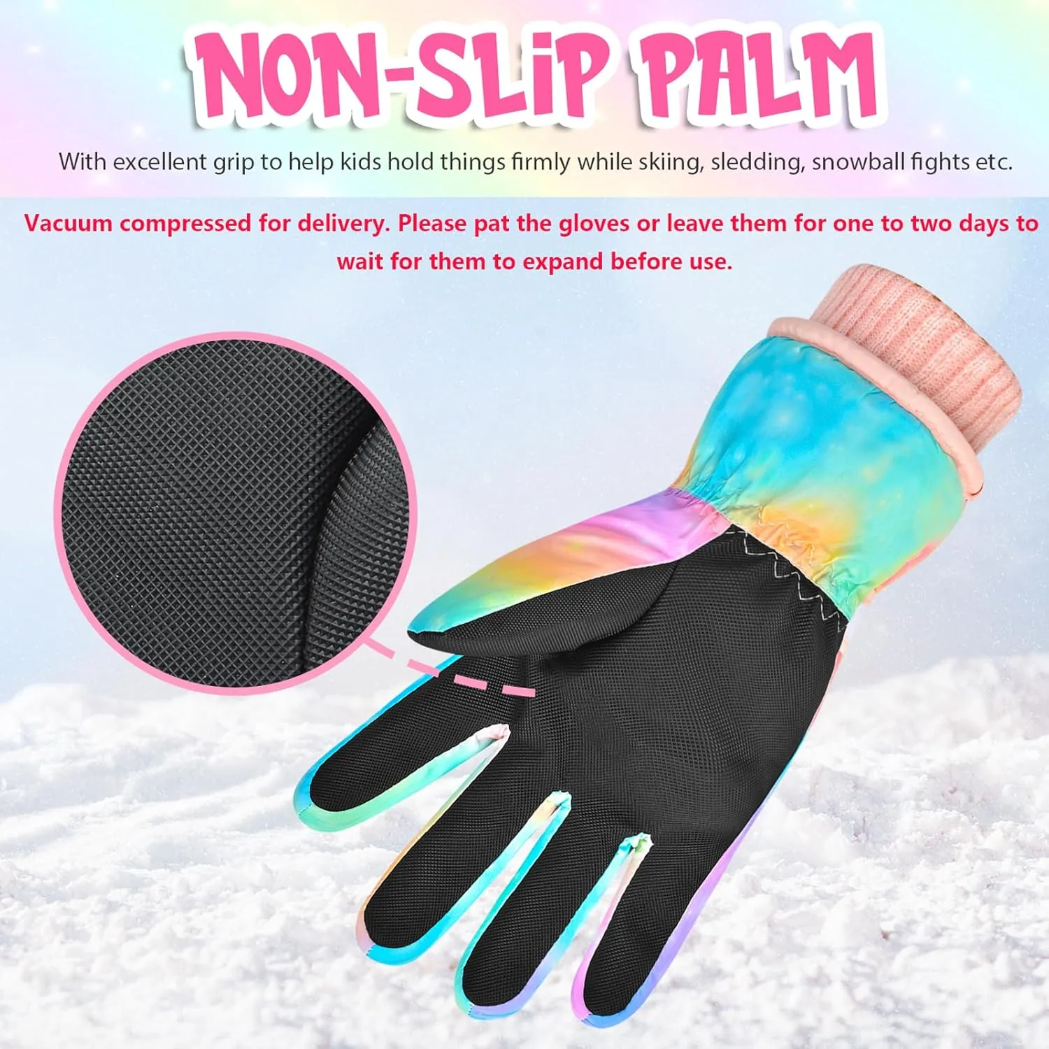 Kids Gloves Winter Snow Gloves Waterproof Ski Gloves for Girls, Toddler Snow Gloves Outdoor Snowboard Gloves