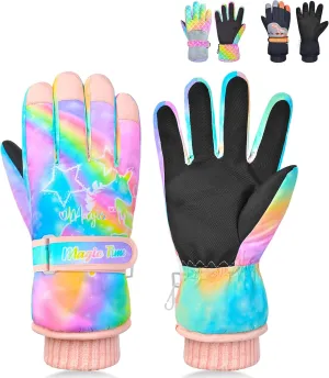 Kids Gloves Winter Snow Gloves Waterproof Ski Gloves for Girls, Toddler Snow Gloves Outdoor Snowboard Gloves