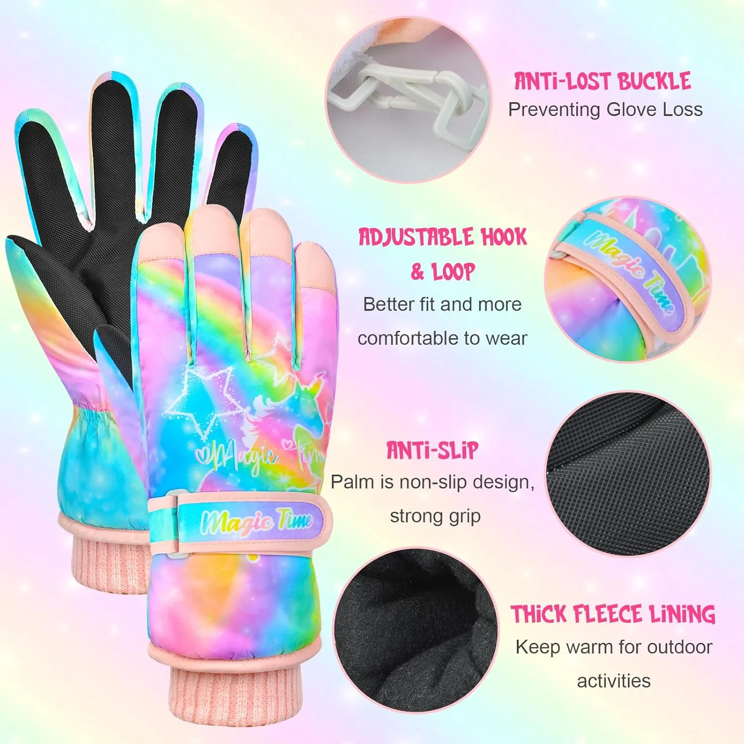 Kids Gloves Winter Snow Gloves Waterproof Ski Gloves for Girls, Toddler Snow Gloves Outdoor Snowboard Gloves