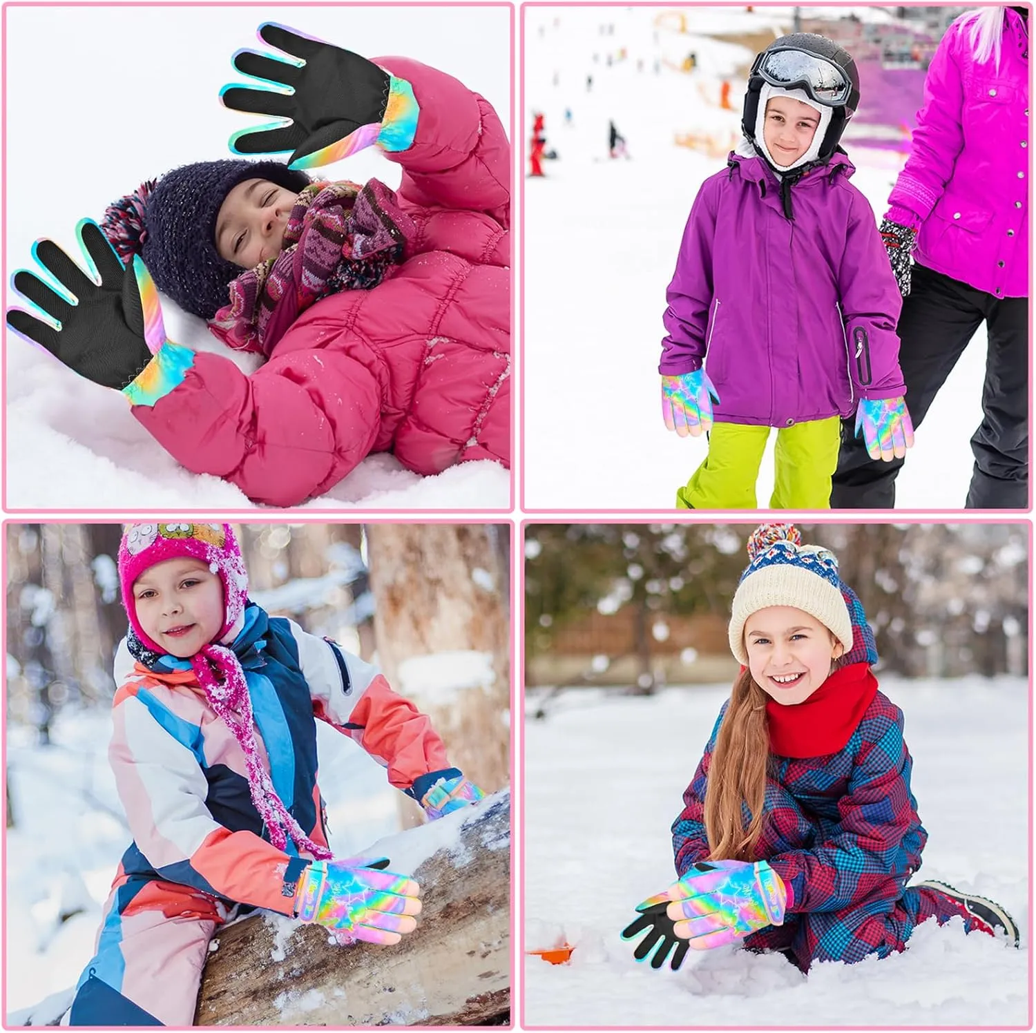 Kids Gloves Winter Snow Gloves Waterproof Ski Gloves for Girls, Toddler Snow Gloves Outdoor Snowboard Gloves