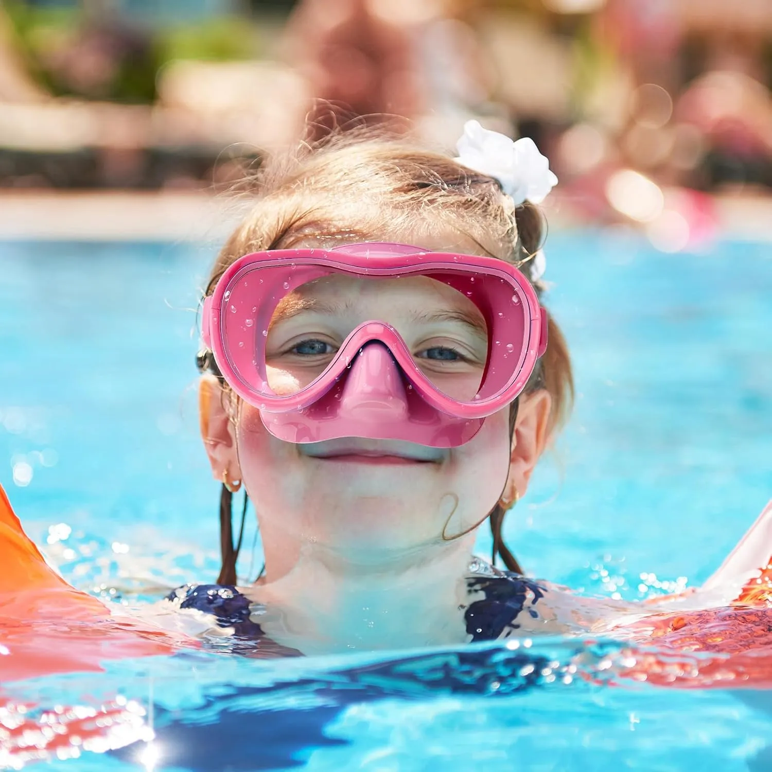Kids Swim Goggles 180 Snorkel Diving Mask with Nose Cover, Anti-Fog Kids Swimming Goggles with Elastic Fabric Strap for Kids Boys Girls