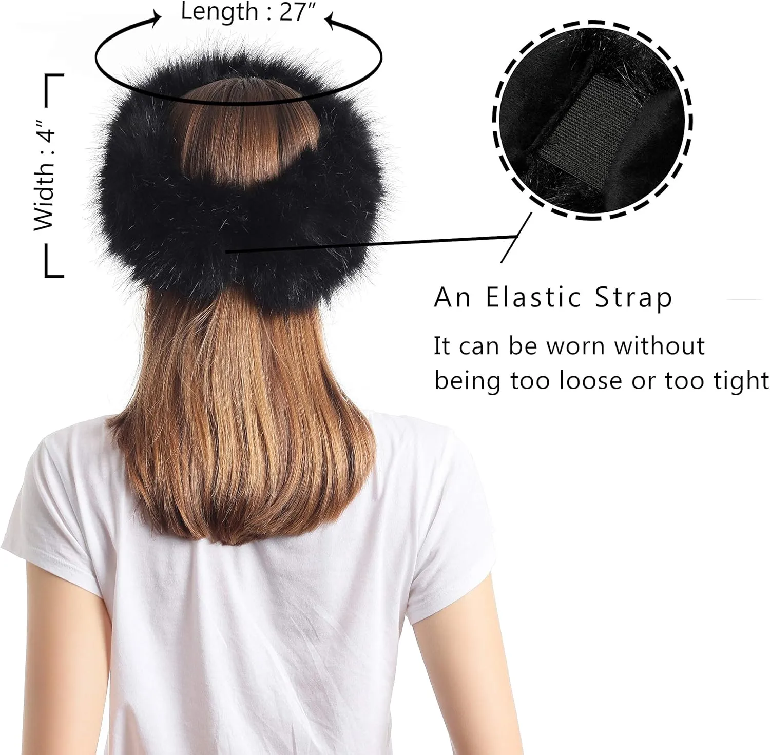 LA CARRIE Faux Fur Headband with Stretch Women's Winter Earwarmer Earmuff