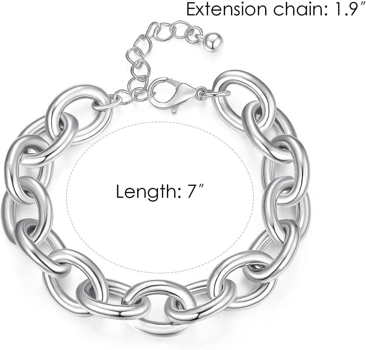LANE WOODS Gold Bracelets for Women 14k Gold Plated Chunky Thick Large Link Chain Bracelet