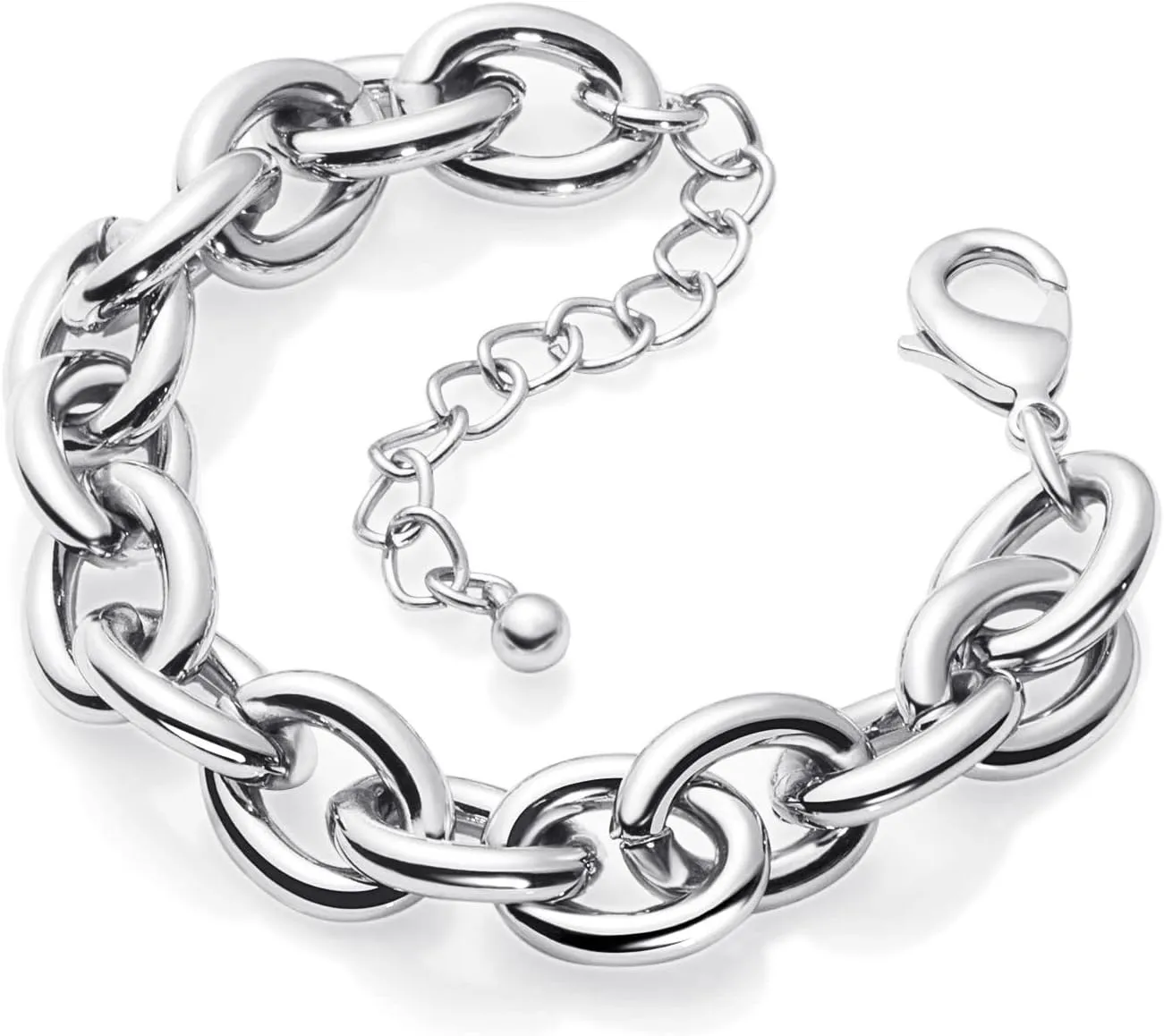 LANE WOODS Gold Bracelets for Women 14k Gold Plated Chunky Thick Large Link Chain Bracelet