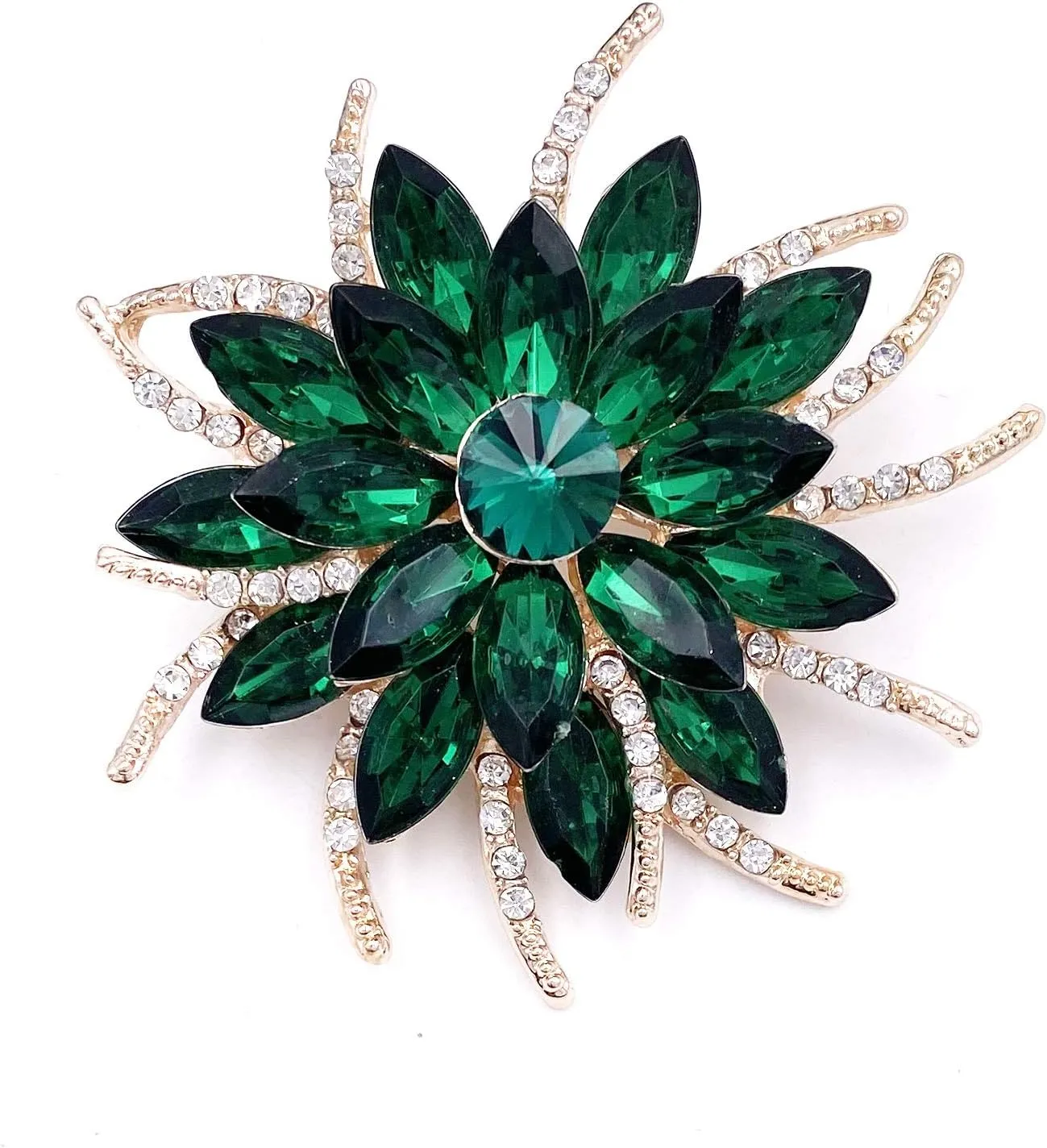 LAXPICOL Vintage Women's Austrian Crystal Elegant Flower Brooch Poppy Brooch Wreath Wedding Broach Pin