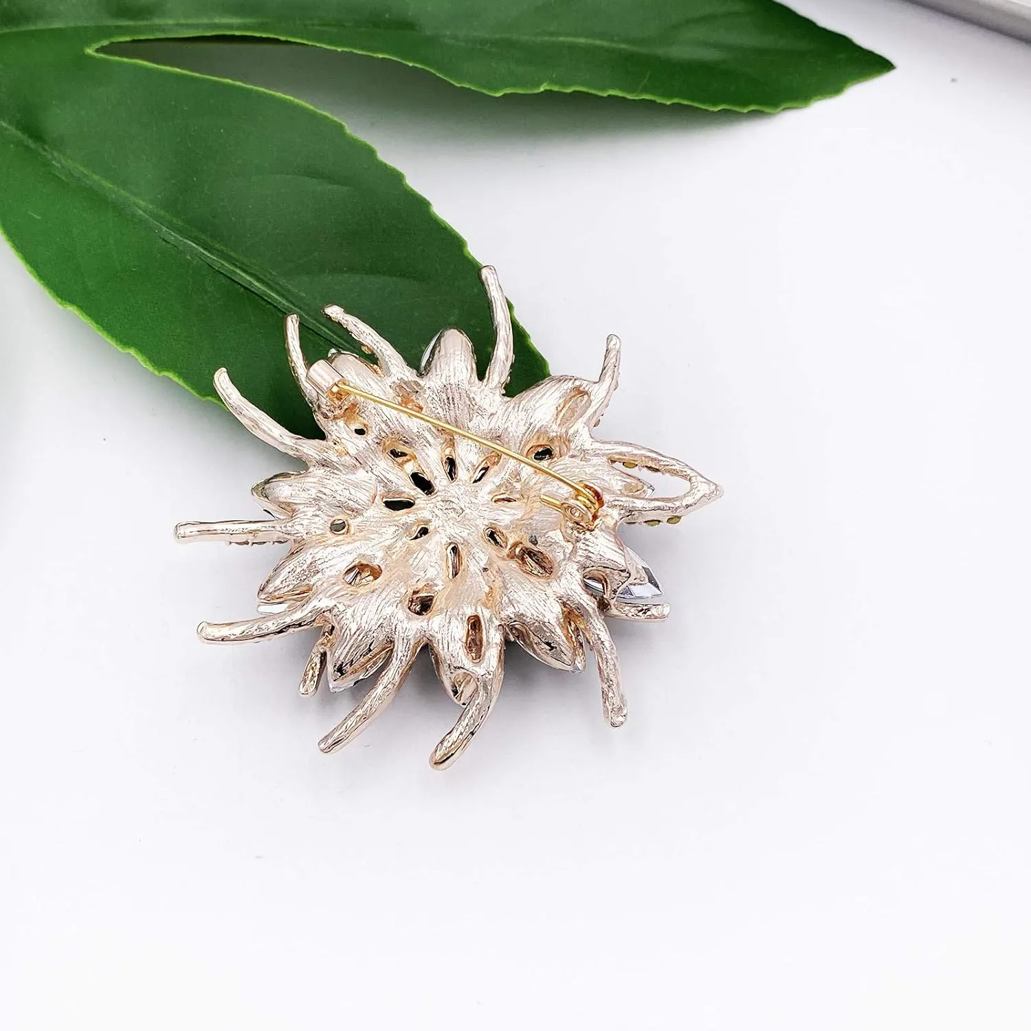 LAXPICOL Vintage Women's Austrian Crystal Elegant Flower Brooch Poppy Brooch Wreath Wedding Broach Pin
