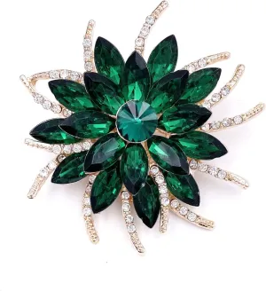 LAXPICOL Vintage Women's Austrian Crystal Elegant Flower Brooch Poppy Brooch Wreath Wedding Broach Pin