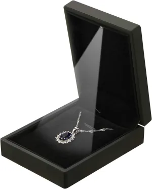 LED Light Pendant Necklace Gift Box, Velvet Jewelry Storage Display Case for Proposal Engagement Wedding Anniversary Birthday Valentine's Day (Black)