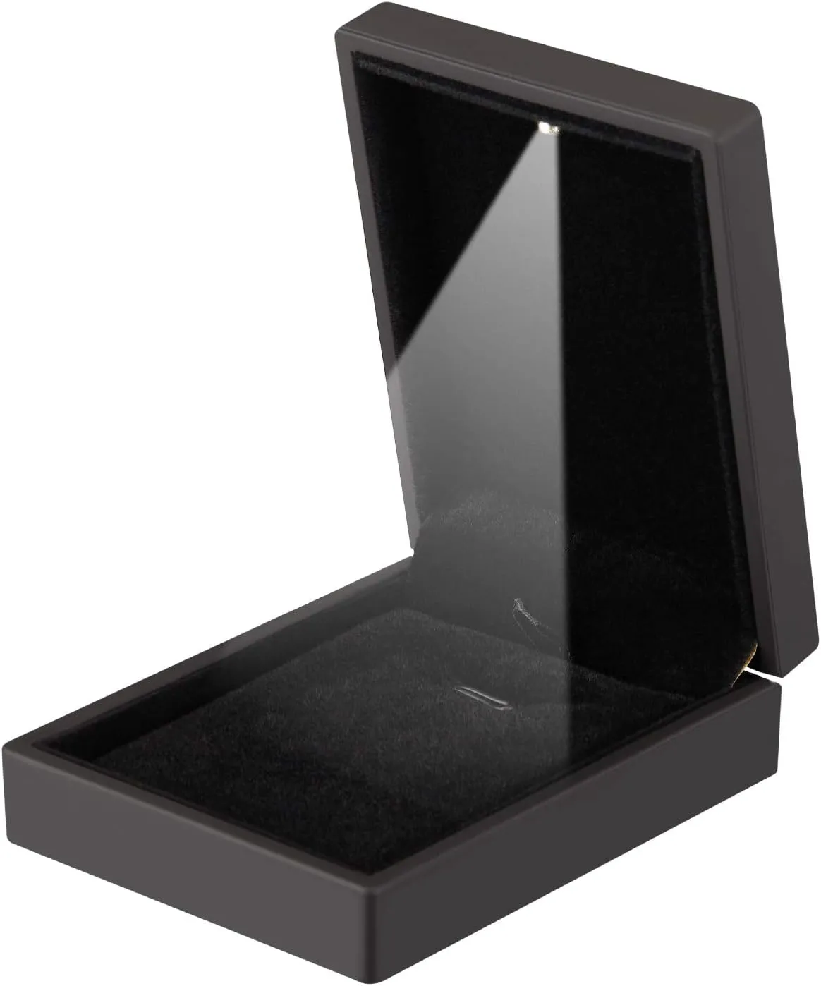 LED Light Pendant Necklace Gift Box, Velvet Jewelry Storage Display Case for Proposal Engagement Wedding Anniversary Birthday Valentine's Day (Black)