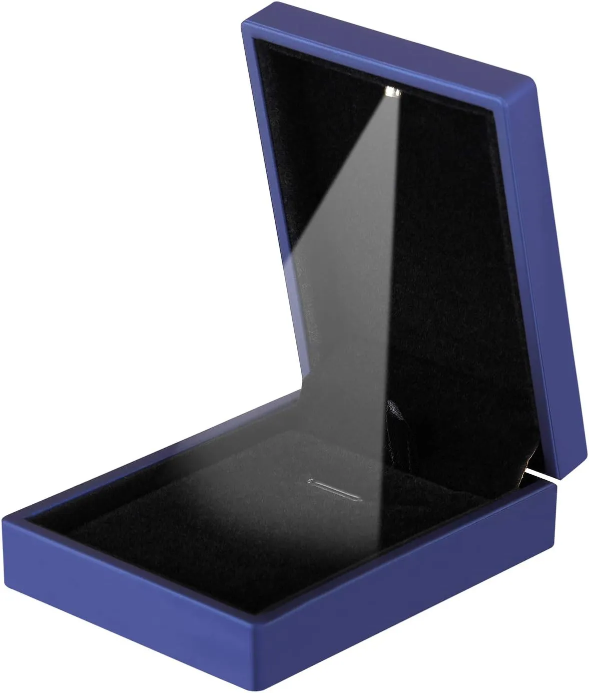 LED Light Pendant Necklace Gift Box, Velvet Jewelry Storage Display Case for Proposal Engagement Wedding Anniversary Birthday Valentine's Day (Blue)