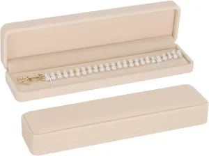 LETURE 2 Pieces Long Velvet Chain Necklace Gift Box Set, Bracelet Storage Case, Jewellry Display Box for Wedding, Engagement,Proposal, Birthday and Anniversary (Apricot)