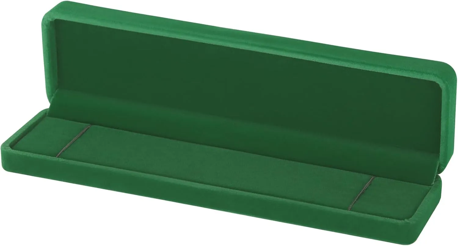 LETURE 2 Pieces Long Velvet Chain Necklace Gift Box Set, Bracelet Storage Case, Jewellry Display Box for Wedding, Engagement,Proposal, Birthday and Anniversary (Green-2PCS)