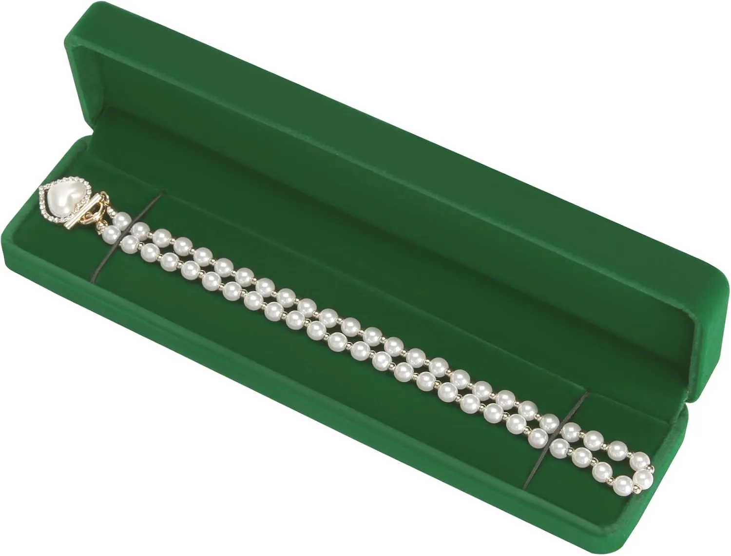 LETURE 2 Pieces Long Velvet Chain Necklace Gift Box Set, Bracelet Storage Case, Jewellry Display Box for Wedding, Engagement,Proposal, Birthday and Anniversary (Green-2PCS)