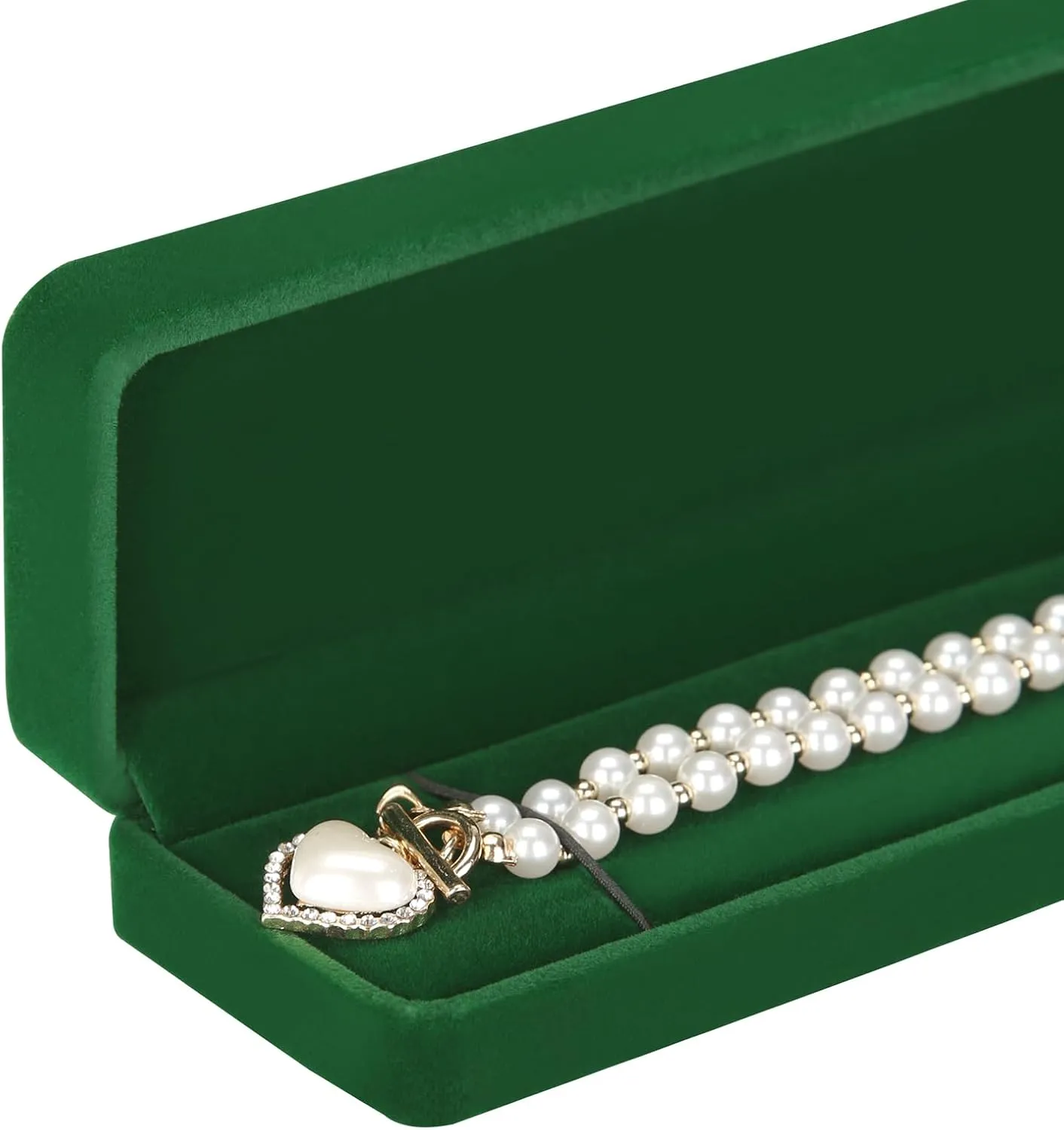 LETURE 2 Pieces Long Velvet Chain Necklace Gift Box Set, Bracelet Storage Case, Jewellry Display Box for Wedding, Engagement,Proposal, Birthday and Anniversary (Green-2PCS)