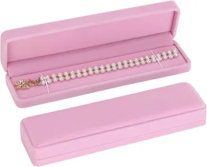 LETURE 2 Pieces Long Velvet Chain Necklace Gift Box Set, Bracelet Storage Case, Jewellry Display Box for Wedding, Engagement,Proposal, Birthday and Anniversary (Pink-2PCS)