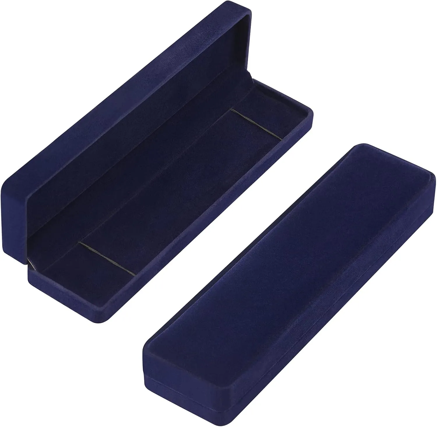 LETURE 2 Pieces Long Velvet Jewelry Chain Necklace Gift Box Set, Bracelet Storage Case, Jewellry Display Box for Wedding, Engagement,Proposal, Birthday and Anniversary (Blue)