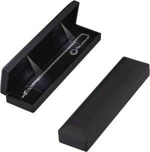 Long Chain Necklace Jewelry Gift Box Case with LED Light, Elegant Velvet Necklace Pendant Bracelet Box for Jewelry Display Wedding Engagment Valentine's Day (Black)