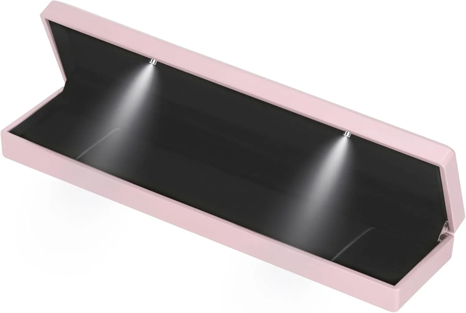 Long Chain Necklace Jewelry Gift Box Case with LED Light, Elegant Velvet Necklace Pendant Bracelet Box for Jewelry Display Wedding Engagment Valentine's Day (Pink)