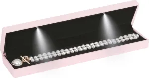 Long Chain Necklace Jewelry Gift Box Case with LED Light, Elegant Velvet Necklace Pendant Bracelet Box for Jewelry Display Wedding Engagment Valentine's Day (Pink)