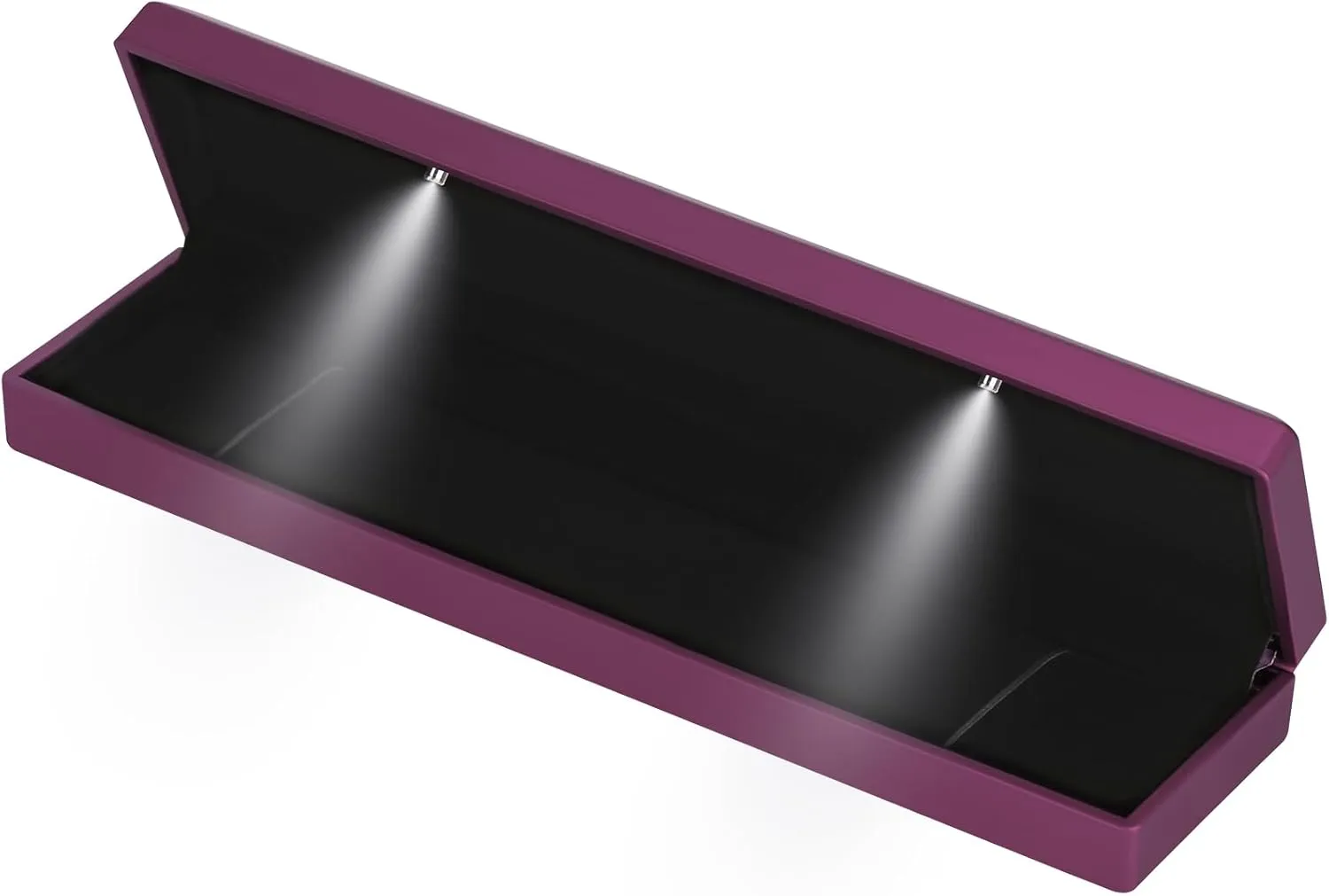 Long Chain Necklace Jewelry Gift Box Case with LED Light, Elegant Velvet Necklace Pendant Bracelet Box for Jewelry Display Wedding Engagment Valentine's Day (Purple)
