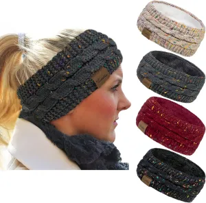 Loritta 4 Pack Womens Winter Headbands Fuzzy Fleece Lined Ear Warmer Cable Knit Thick Warm Crochet Headband Gifts