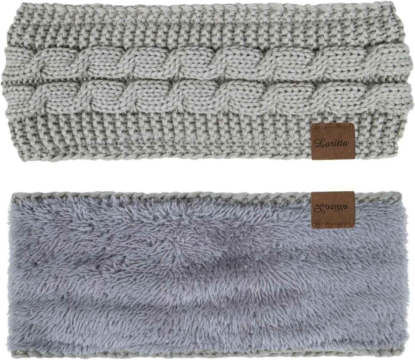Loritta 4 Pack Womens Winter Headbands Fuzzy Fleece Lined Ear Warmer Cable Knit Thick Warm Crochet Headband Gifts