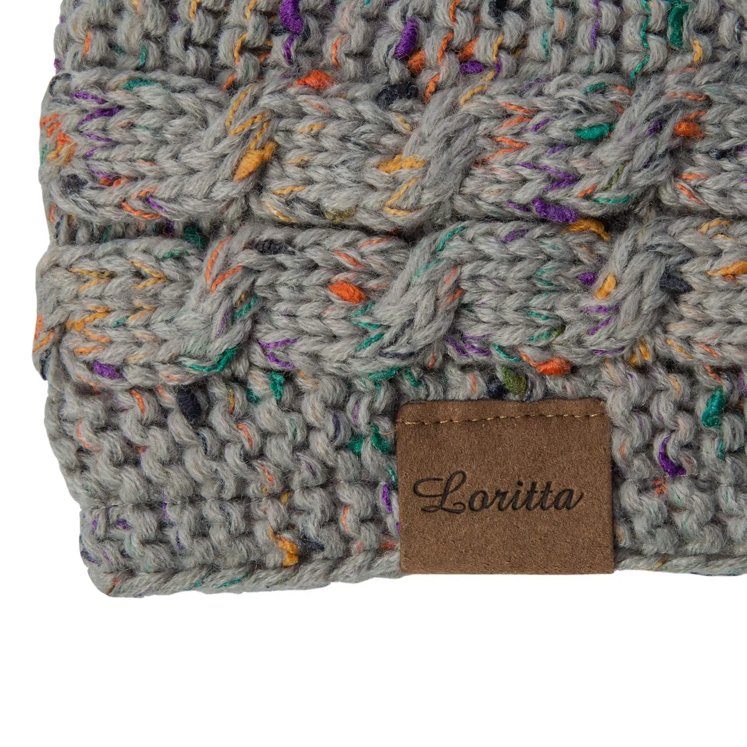 Loritta Womens Ear Warmers Headbands Winter Warm Fuzzy Cable Knit Head Wrap Fleece Lined Gifts,Light Gray
