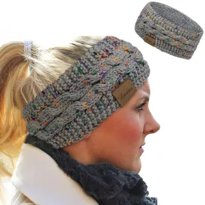 Loritta Womens Ear Warmers Headbands Winter Warm Fuzzy Cable Knit Head Wrap Fleece Lined Gifts,Light Gray