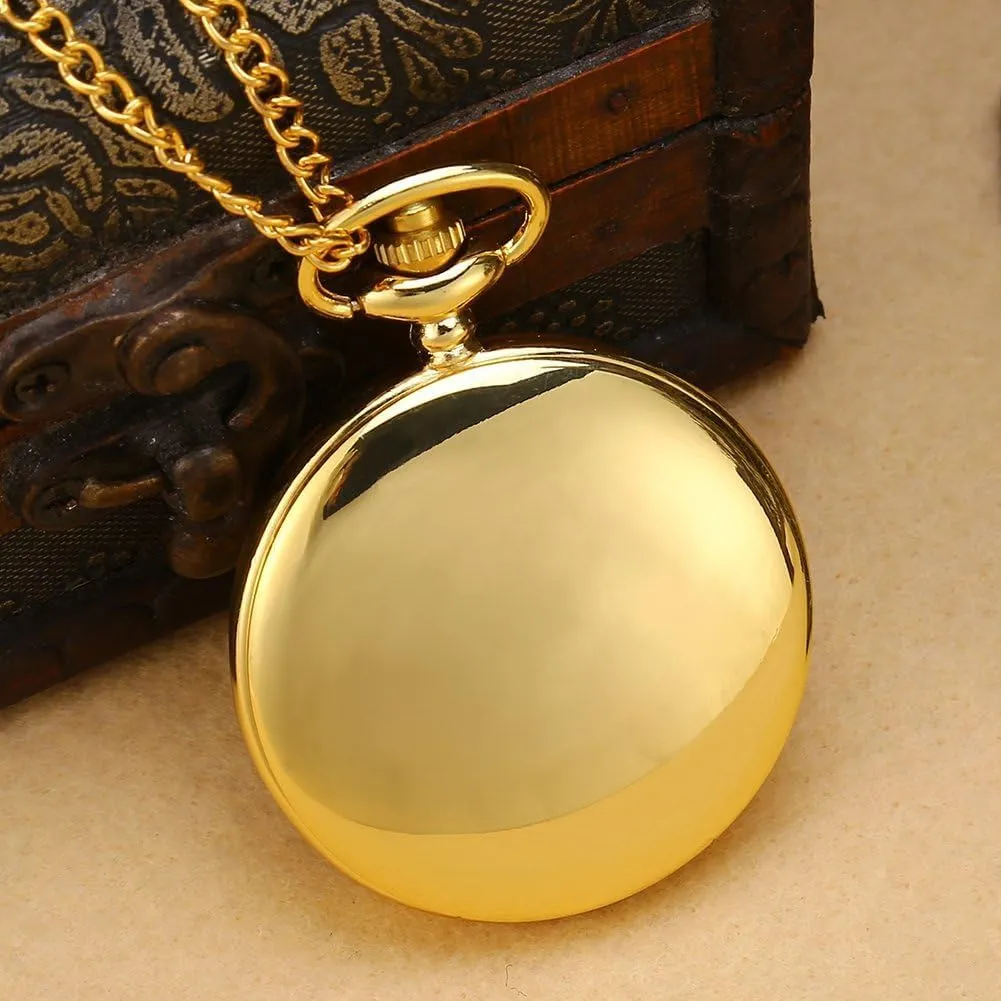 LYMFHCH Classic Smooth Vintage Quartz Pocket Watch, Arabic Numerals Scale Mens Womens Watch with Chain Christmas Graduation Birthday Gifts Fathers Day