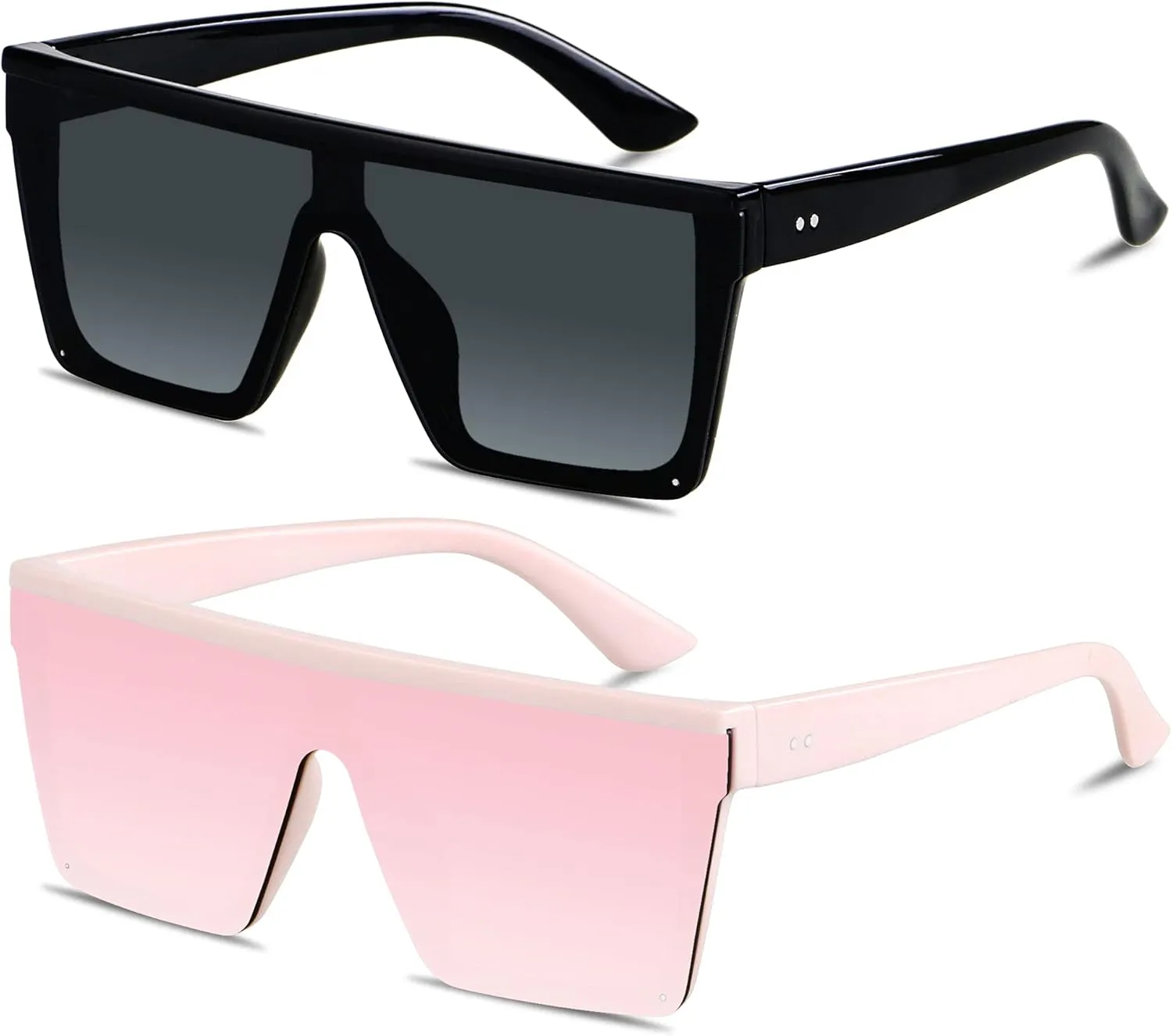LYZOIT Square Oversized Sunglasses for Women Men Big Flat Top Fashion Shield Large UV Protection Rimless Shades