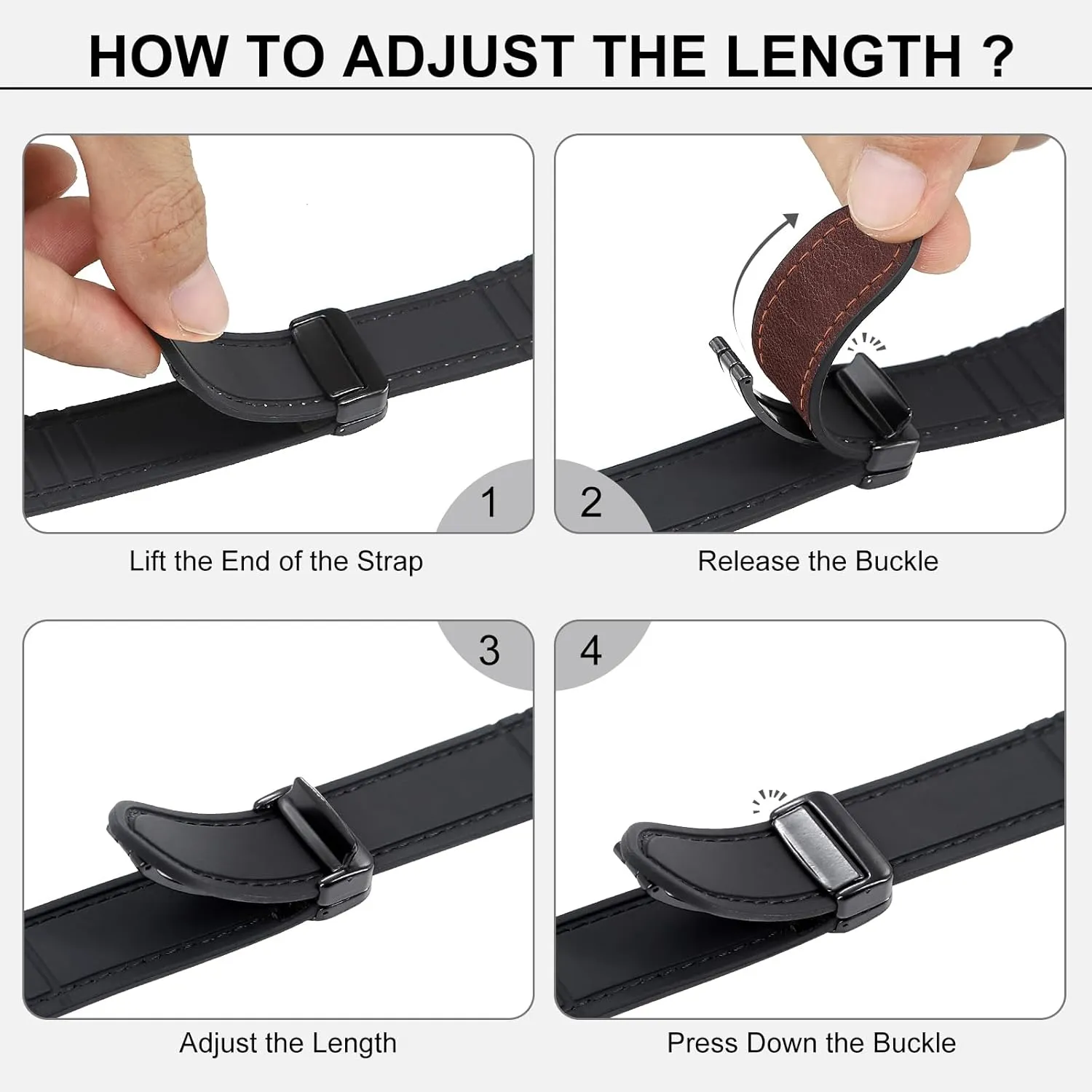 Magnetic Leather Band Compatible with Samsung Galaxy Watch 7/6/5/4/Active 2 40mm 44mm/Watch 6 Classic 43mm 47mm/Watch 5 Pro 45mm/Watch 4 Classic 42mm 46mm, 20mm Strap for Men