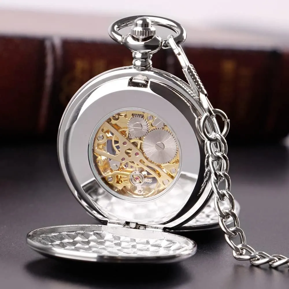 Men's Mechanical Pocket Watch, Roman Numeral Pointer Mechanical Pocket Watches for Men