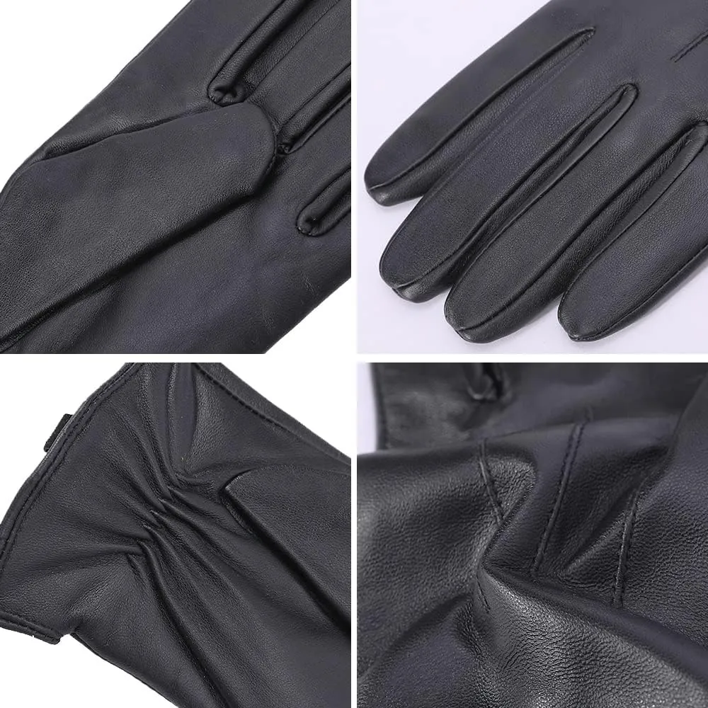 MGGMOKAY Mens Luxury Nappa Lambskin Leather Gloves Cashmere Lining