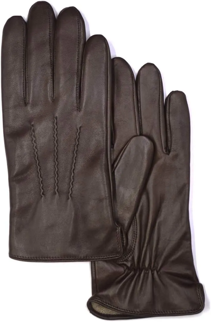 MGGMOKAY Mens Luxury Nappa Lambskin Leather Gloves Cashmere Lining