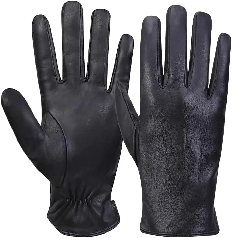 MGGMOKAY Mens Luxury Nappa Lambskin Leather Gloves Cashmere Lining