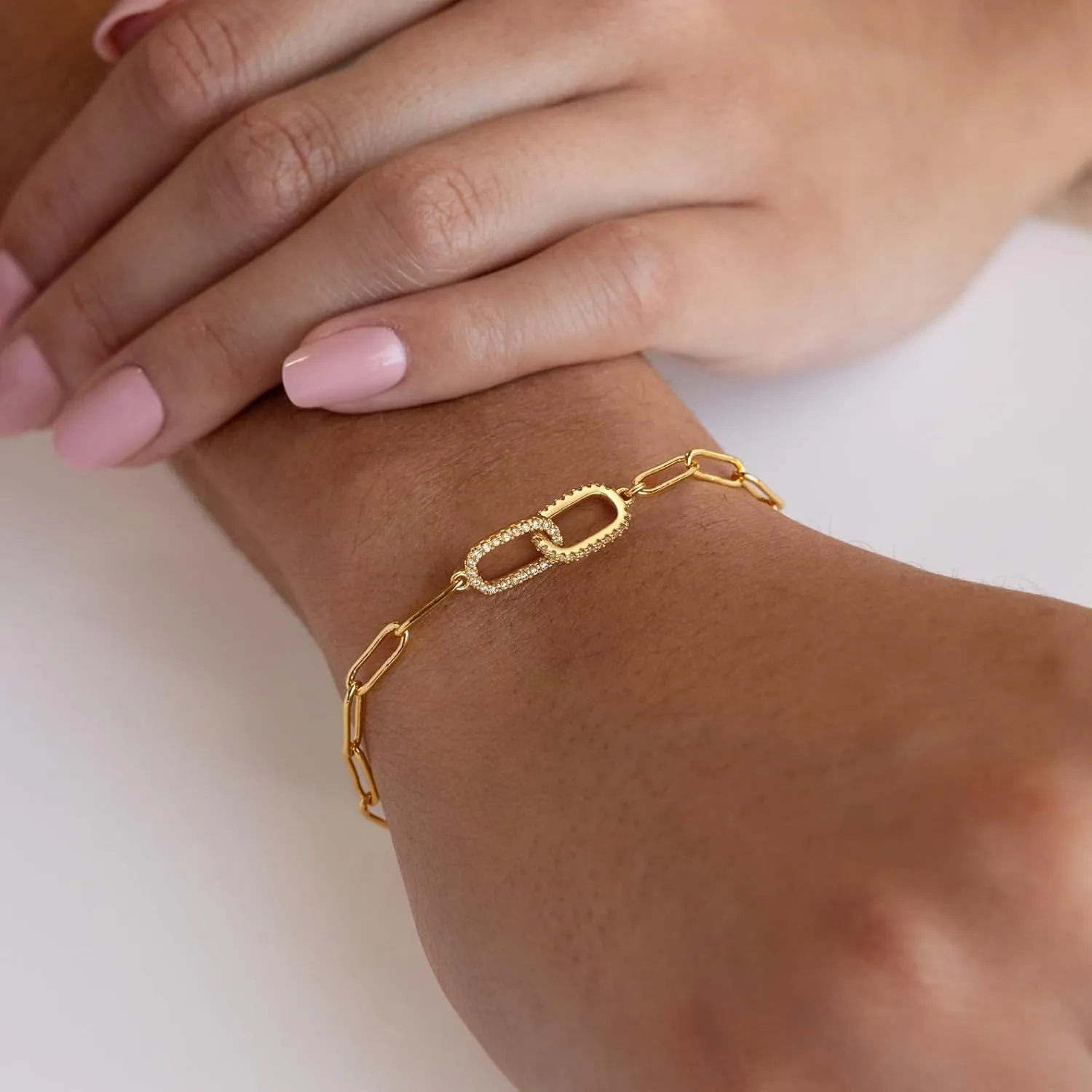Moodear Dainty Gold Charm Bracelets for Women - Trendy Non Tarnish 14k Gold Plated Charms Bracelet Adjustable Chain Waterproof Jewelry