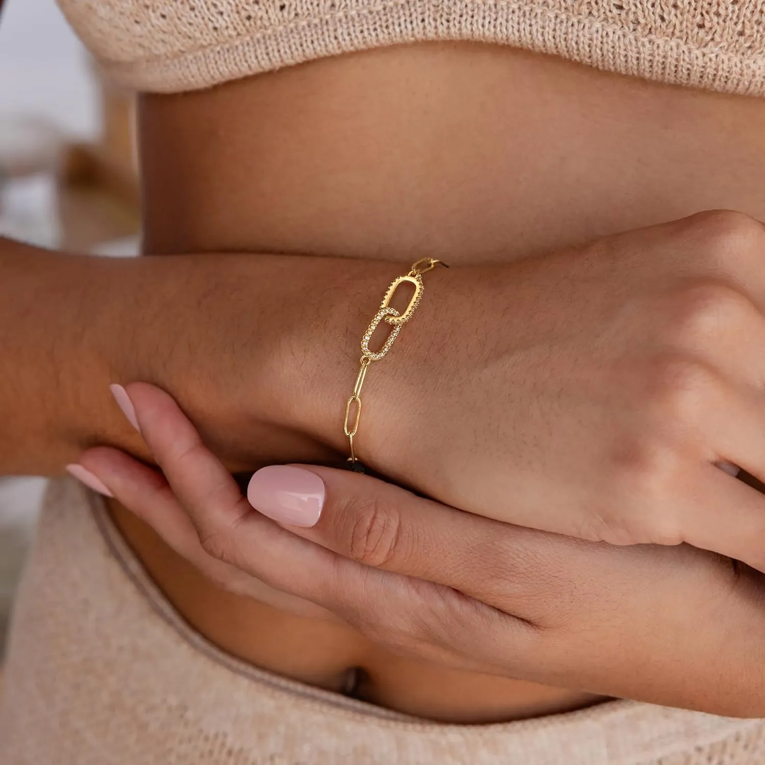 Moodear Dainty Gold Charm Bracelets for Women - Trendy Non Tarnish 14k Gold Plated Charms Bracelet Adjustable Chain Waterproof Jewelry