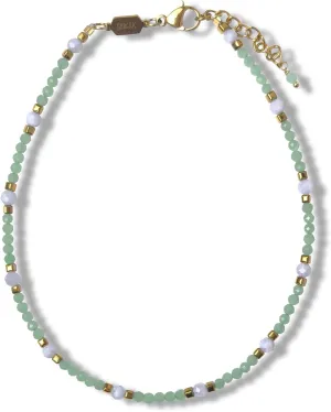Morchic Adjustable Anklet for Women. Colorful Natural Gemstone Foot Chain Jewelry Summer Beach 2mm Tiny Beads 9.5"