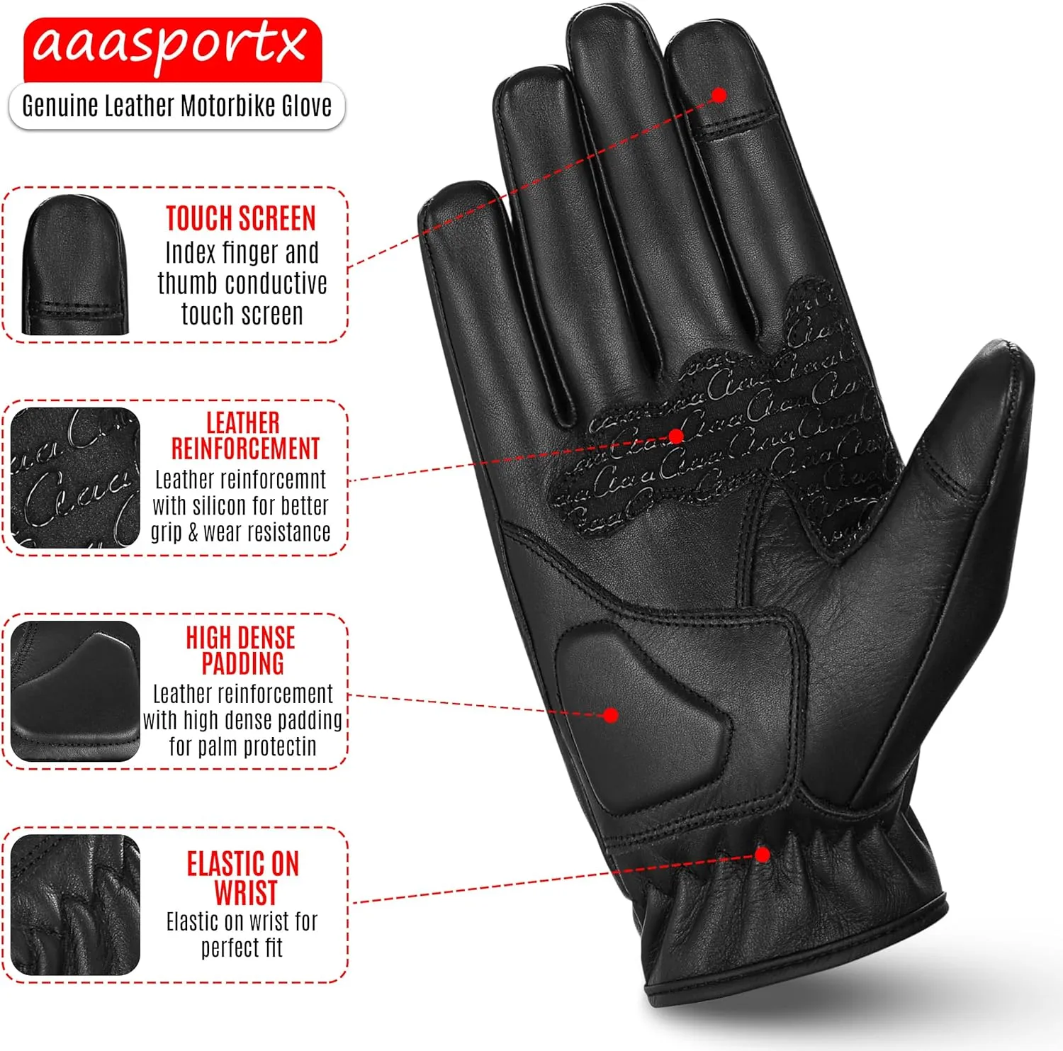 Motorcycle Gloves Men's Leather Touchscreen Function - Protectors Motorcycle Gloves Men & Women for Summer - Motorcycle Gloves with Non-Slip Pads