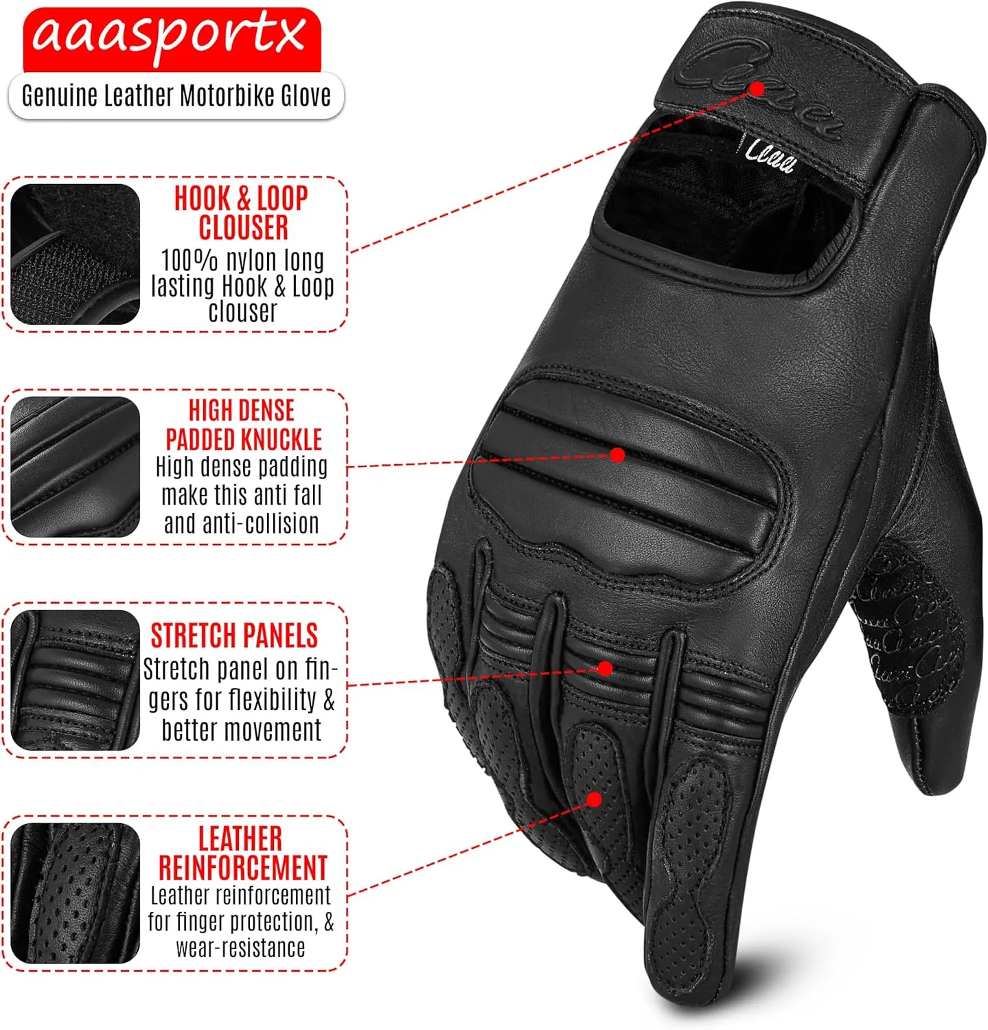 Motorcycle Gloves Men's Leather Touchscreen Function - Protectors Motorcycle Gloves Men & Women for Summer - Motorcycle Gloves with Non-Slip Pads