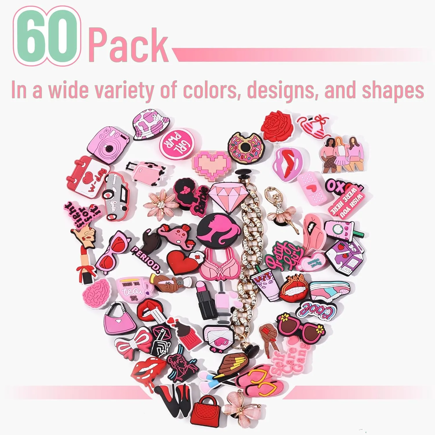 Mr. Pen- Different Charms, 30, 50, 60 Pcs, PVC Random Decoration Charms for Decoration
