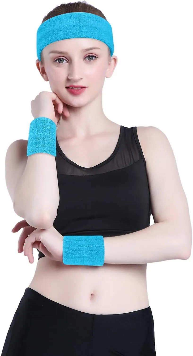ONUPGO Sweatband Headbands for Men & Women -3PCS/12PCS Sports Headbands Moisture Wicking Athletic Cotton Terry Cloth Head Band