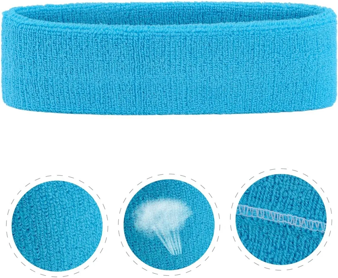 ONUPGO Sweatband Headbands for Men & Women -3PCS/12PCS Sports Headbands Moisture Wicking Athletic Cotton Terry Cloth Head Band