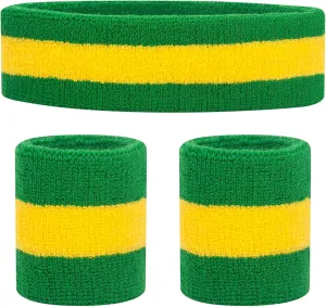 ONUPGO Sweatband Set Sports Headband Wristband Set Sweatbands Terry Cloth Wristband Wrist Sweatband Headbands Moisture Wicking Sweat Absorbing Head Band