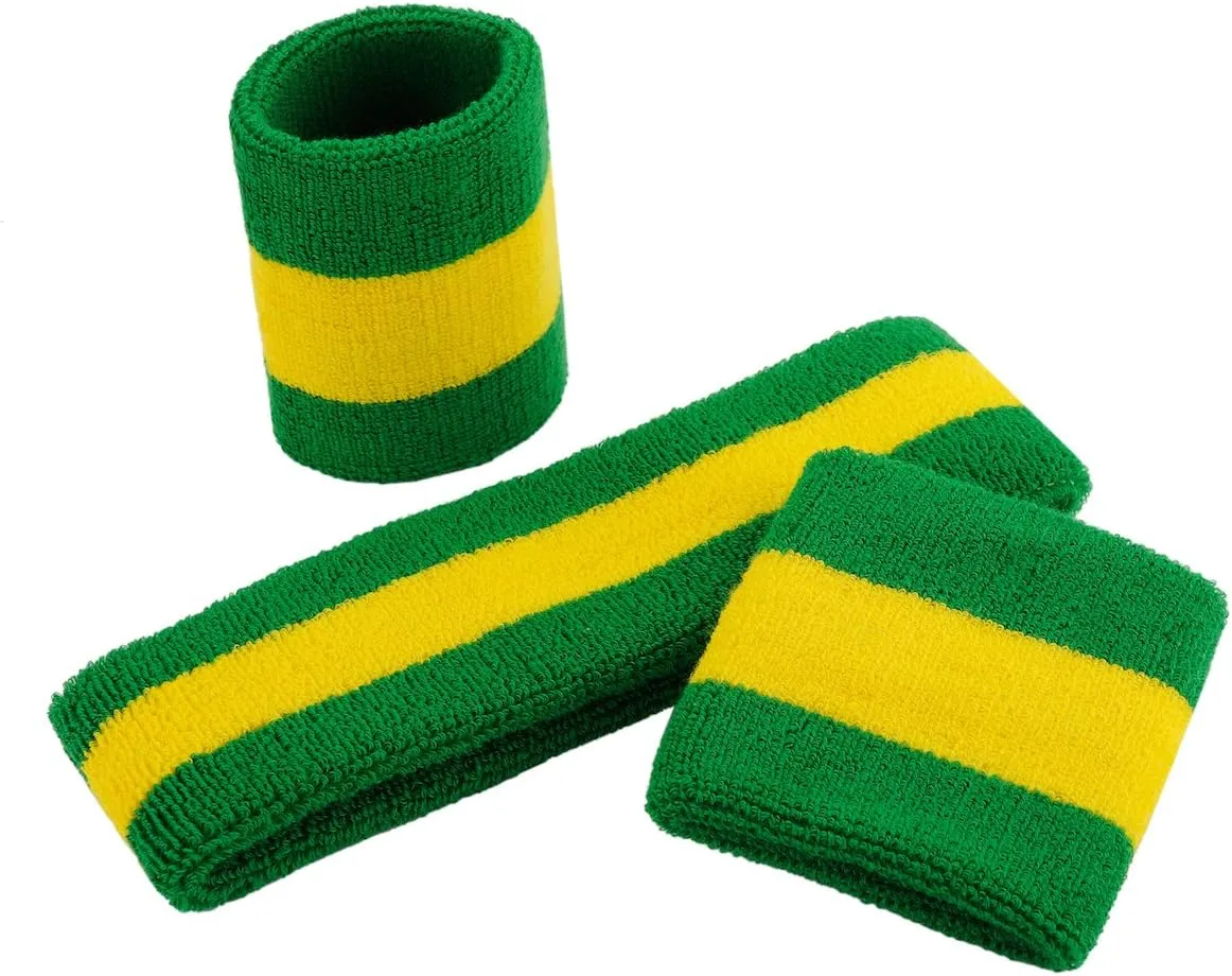 ONUPGO Sweatband Set Sports Headband Wristband Set Sweatbands Terry Cloth Wristband Wrist Sweatband Headbands Moisture Wicking Sweat Absorbing Head Band
